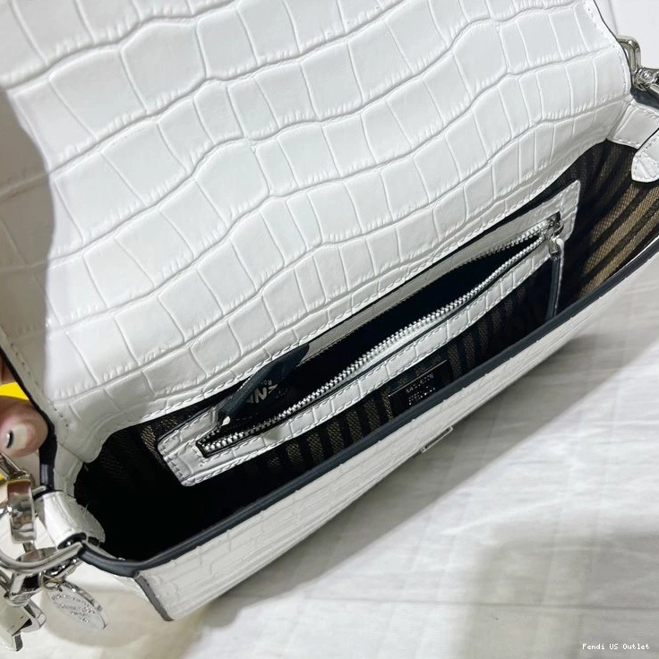 Affordable HOT Leather Baguette White In Medium Fendi Tiffany Crocodile Bag 0719